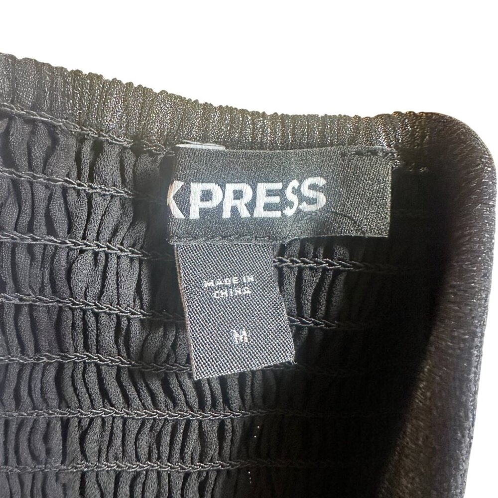 Express Metallic Pleated Crop Top M Flutter Sleev… - image 5